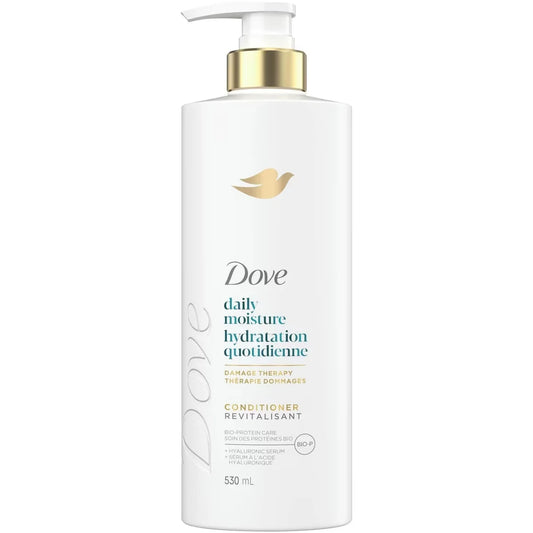 Dove Daily Moisture Conditioner for Dry Hair, with Liquid Bio-Protein Care and Hyaluronic Serum, 530 ML front package