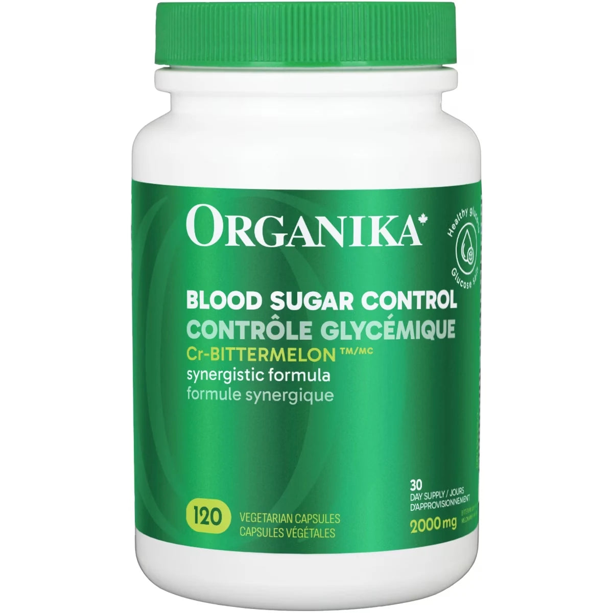 Organika Blood Sugar Control Vegetarian Capsules front package