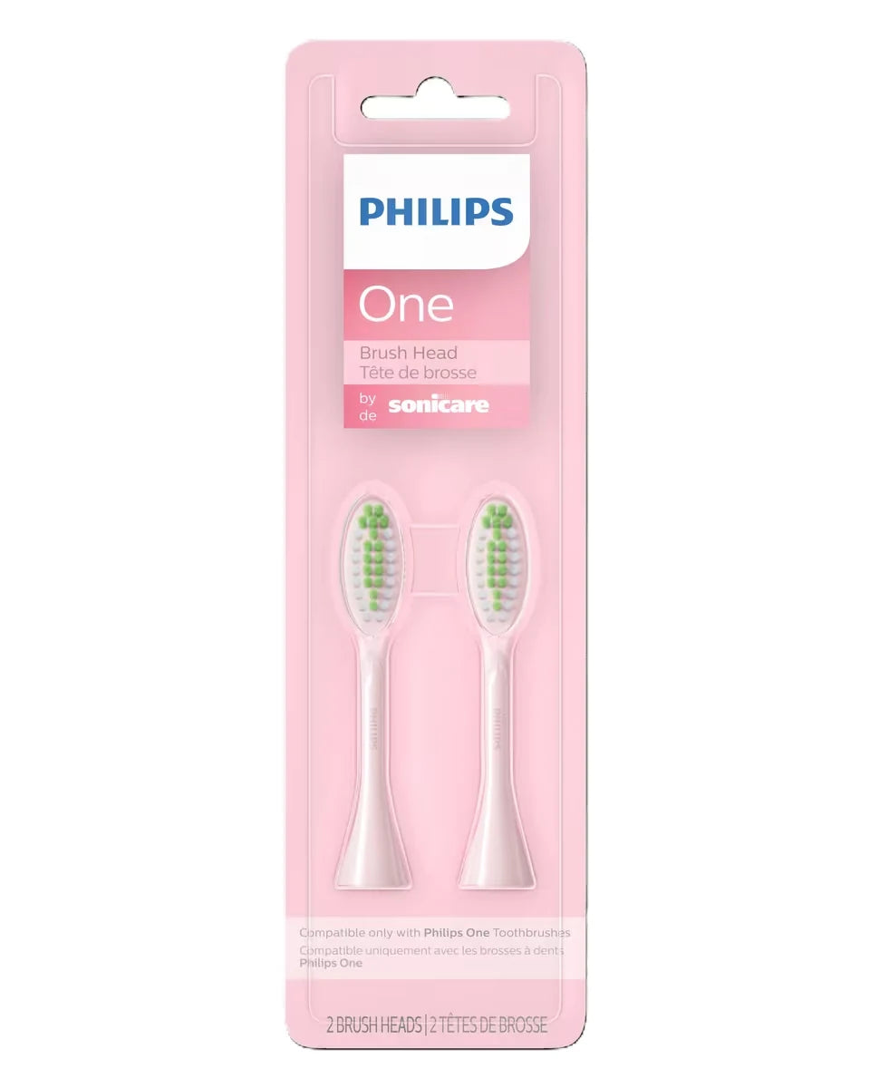 Philips One by Sonicare 2pk Brush Heads, Pink BH1022/20 front package