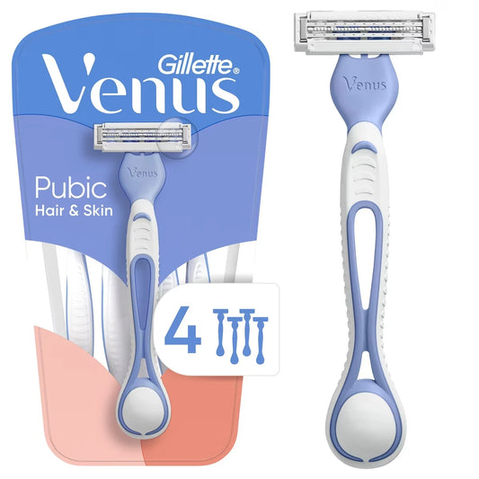 Venus Pubic Hair & Skin Women's Disposable Razors, 4ct front package