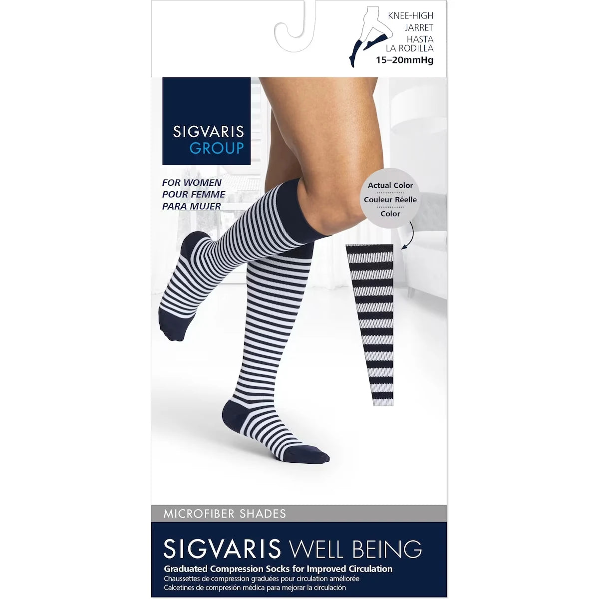 Sigvaris Microfiber Shades Compression Socks, Men, Onyx Stripe - Size B product image