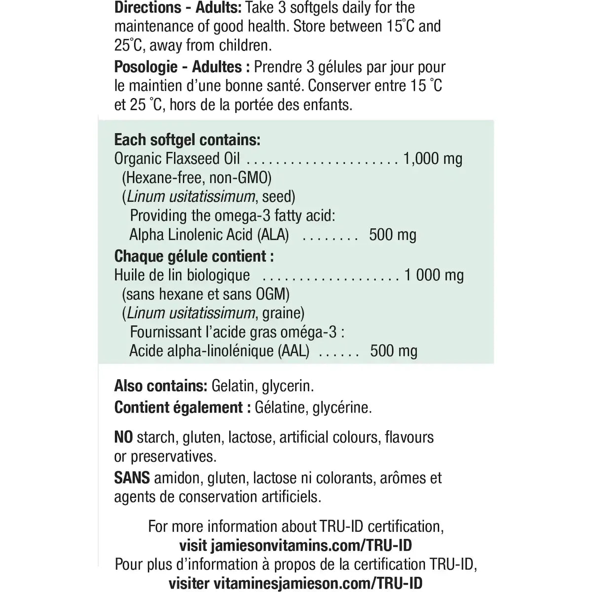 Jamieson Flax 1,000 mg product detail