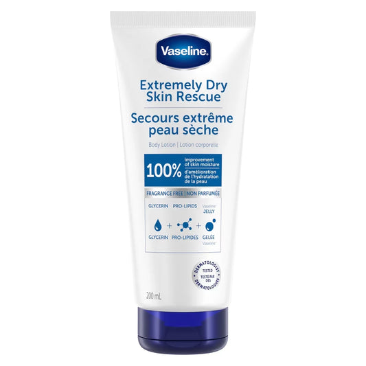 Vaseline Clinical CareTM Body Lotion healing moisturizing cream Extremely Dry Skin Rescue with moisturizing glycerin for front package