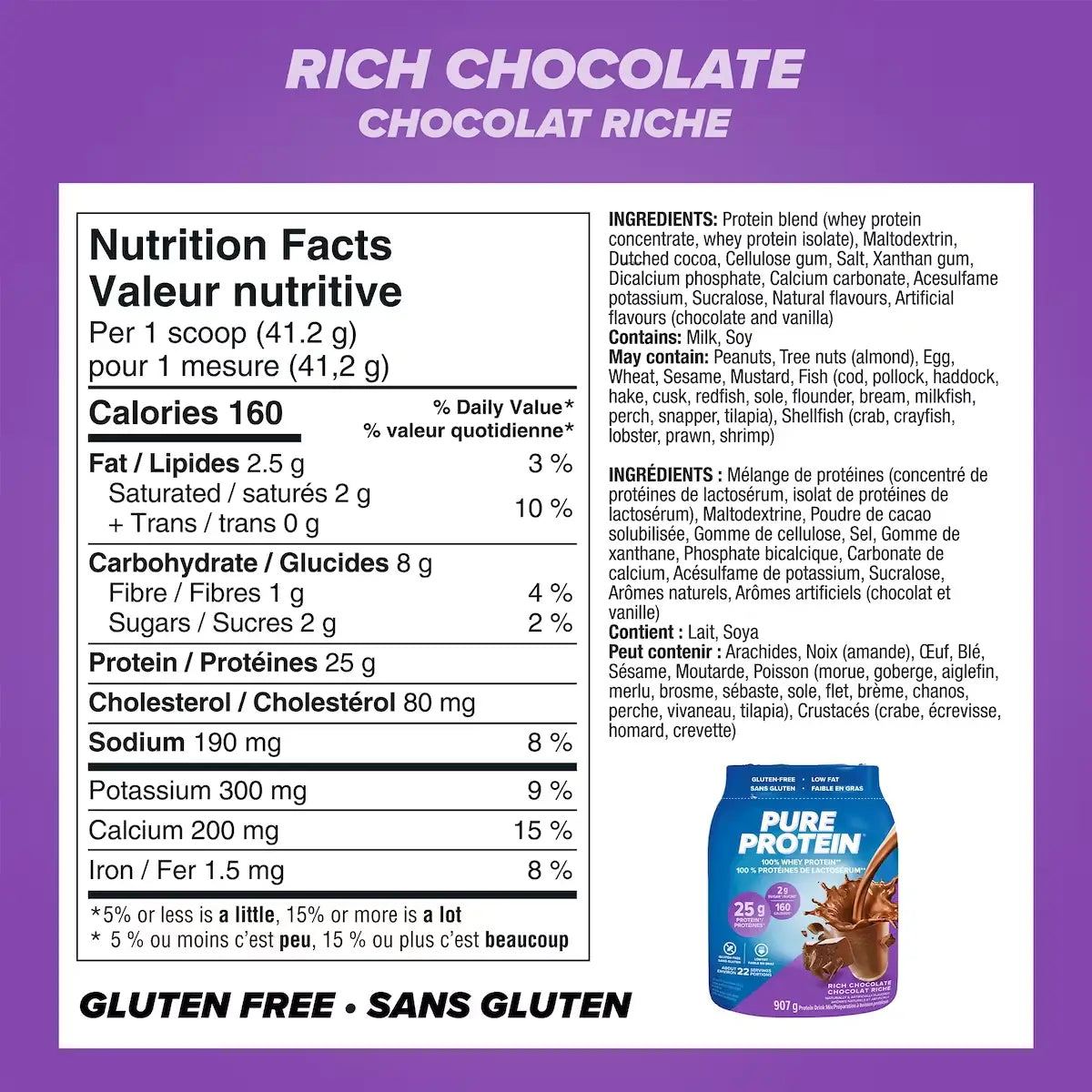 Pure Protein Powder, Rich Chocolate Whey Powder, Great for Shakes product detail