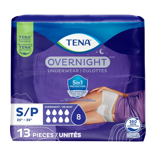 Tena Incontinence Underwear for Women, Bladder Leakage, Overnight Absorbency, Small, 13 Count product package