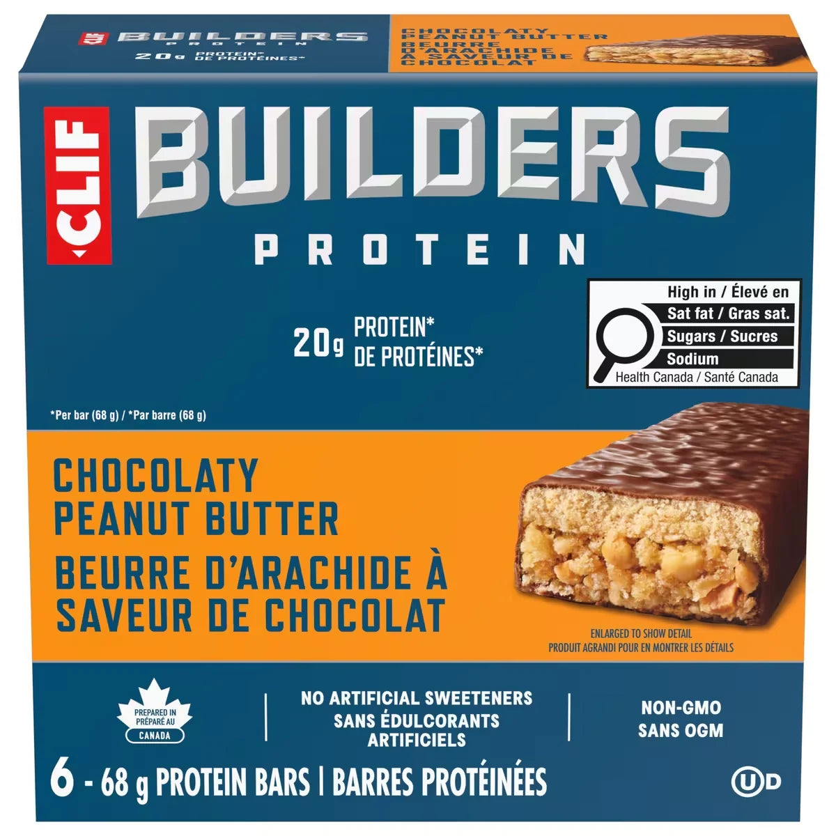 Clif BuildersTM - Protein Bars - Chocolate Peanut Butter Flavour - (68 Gram Non-Gmo Bars, 6 Count) product package