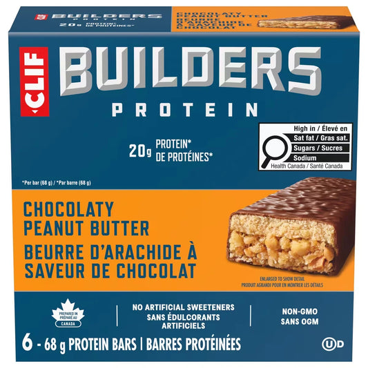 Clif BuildersTM - Protein Bars - Chocolate Peanut Butter Flavour - (68 Gram Non-Gmo Bars, 6 Count) product package