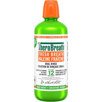 TheraBreath Oral Rinse Fresh Breath Mild Mint 1L front package