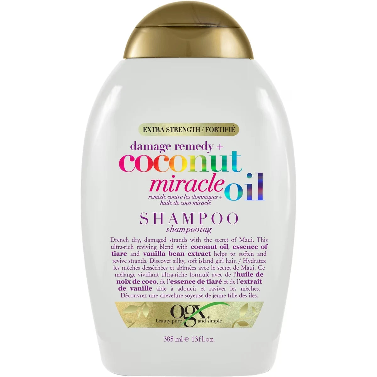 OGX Extra Strength Damage Remedy + Coconut Miracle Oil Shampoo front package