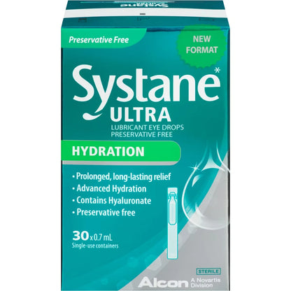 Systane Ultra Hydration Preservative Free Lubricant Eye Drops front package