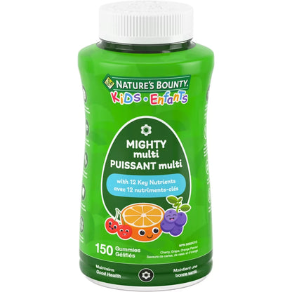 Natures Bounty KIDS Mighty Multi, Only 1g Sugar Per Gummy 150 g front package