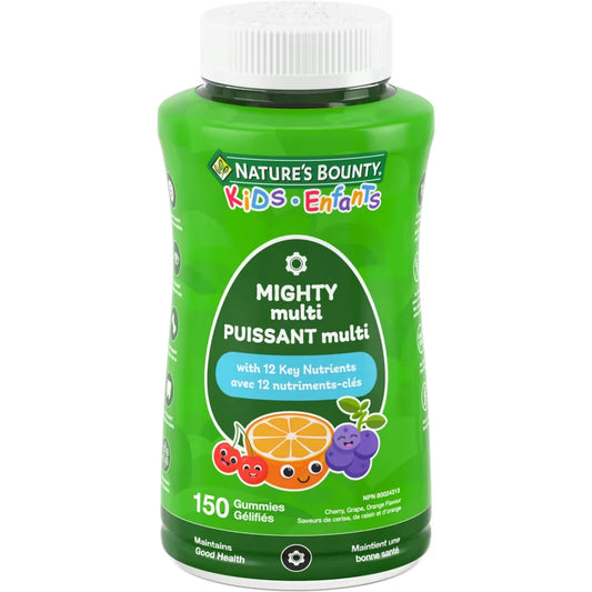 Natures Bounty KIDS Mighty Multi, Only 1g Sugar Per Gummy 150 g front package