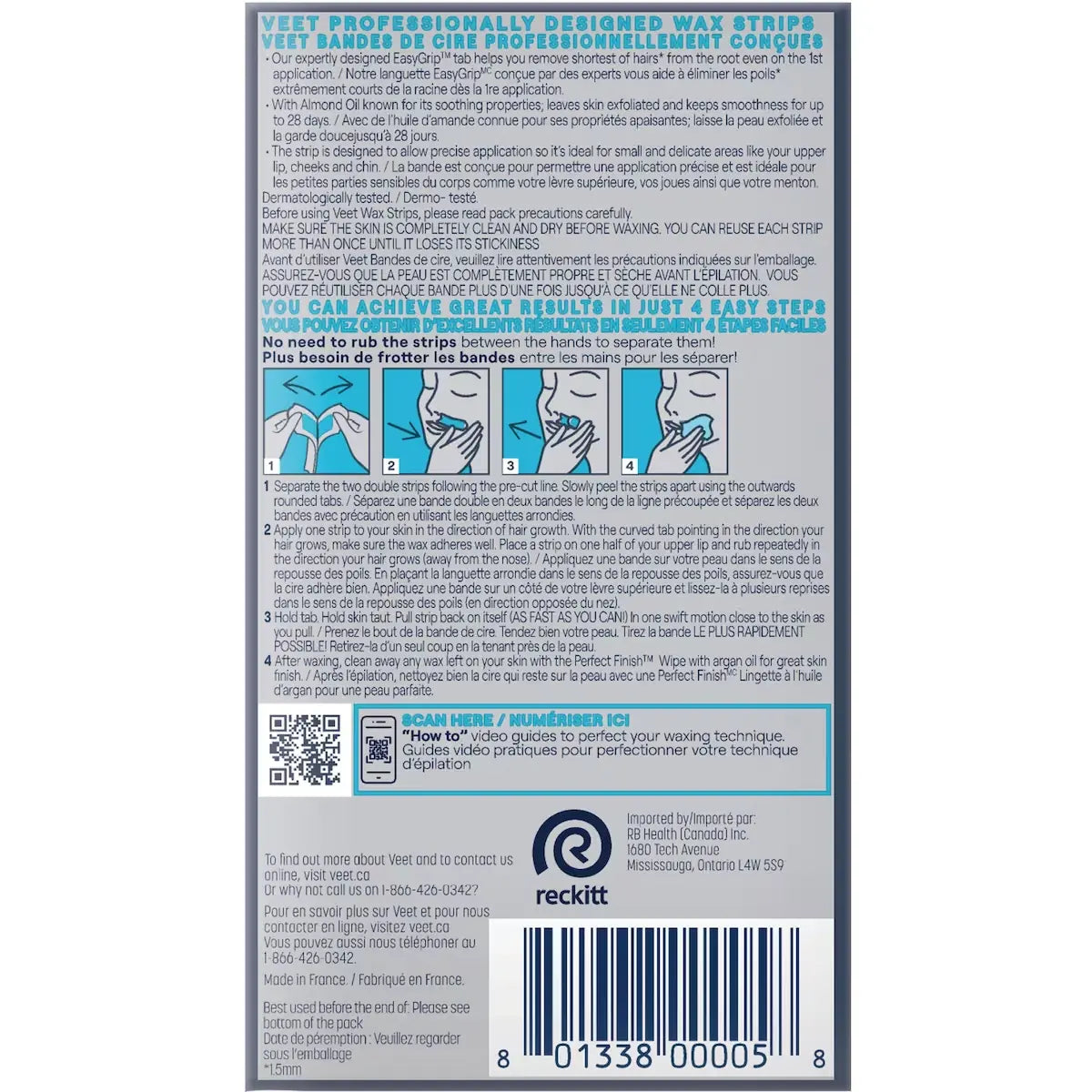 Veet ProfessionalTM Wax Strips, For Face, Sensitive Skin, With Almond Oil product detail