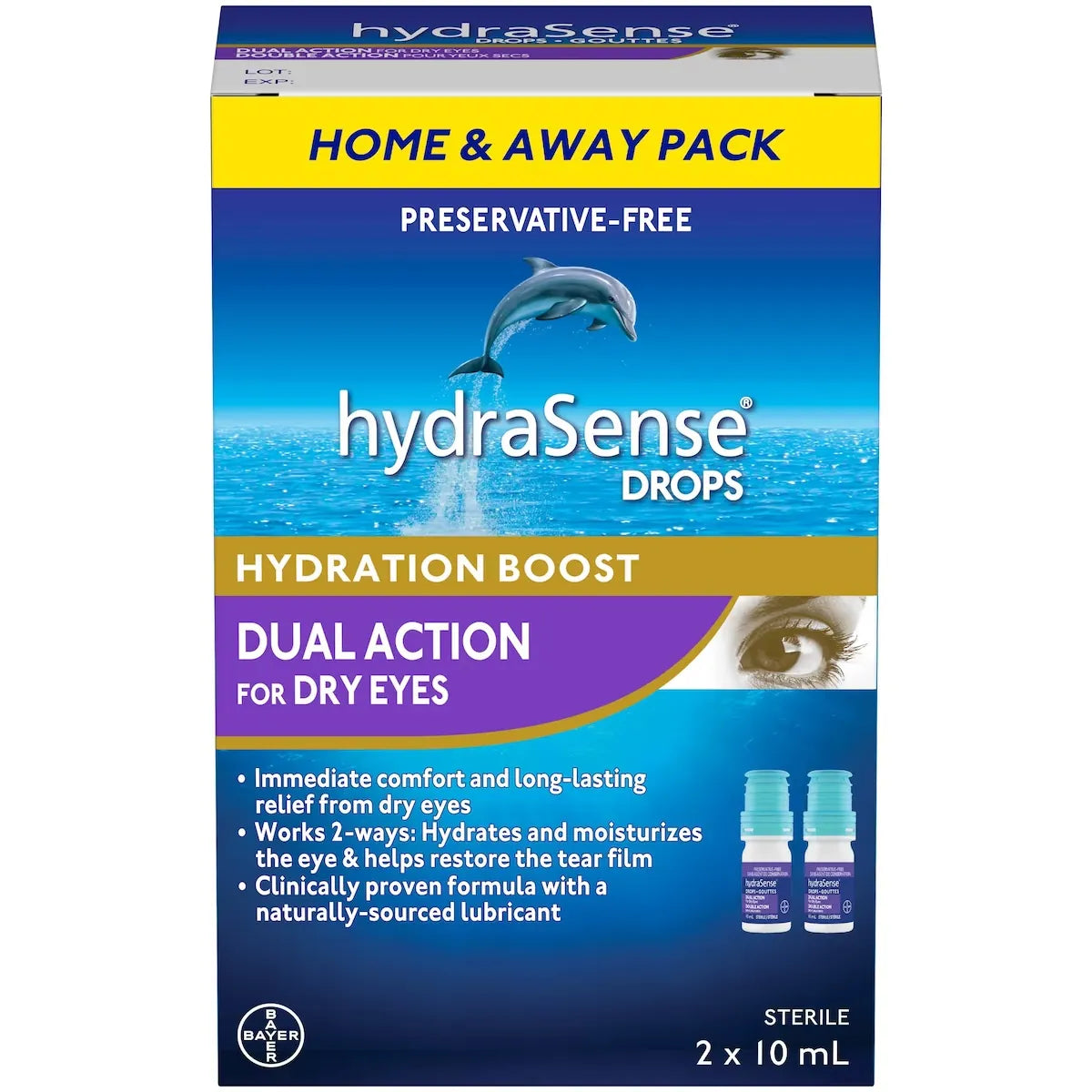 Hydrasense Dual Action Eye Drops front package