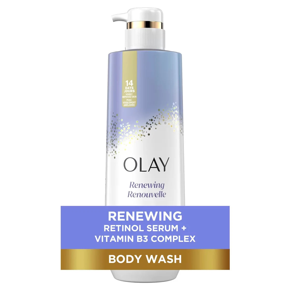 Olay Cleansing & Renewing Nighttime Body Wash with Vitamin B3 and Retinol front package