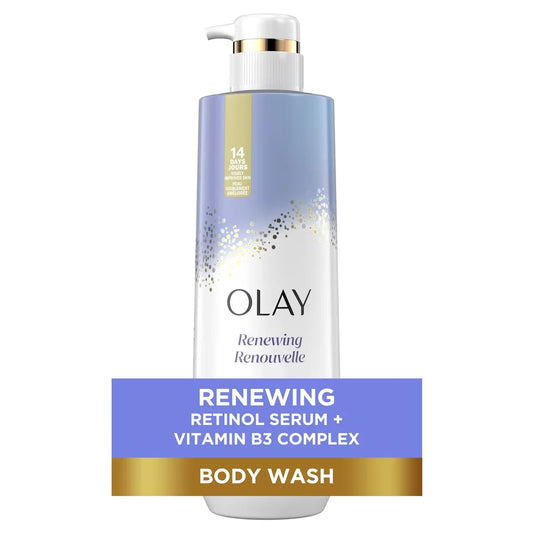 Olay Cleansing & Renewing Nighttime Body Wash with Vitamin B3 and Retinol front package