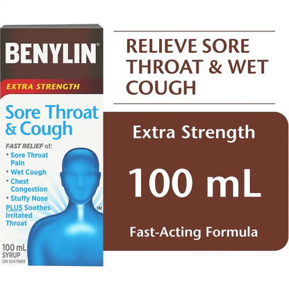 Benylin Extra Strength Sore Throat & Cough Relief Day Syrup product detail