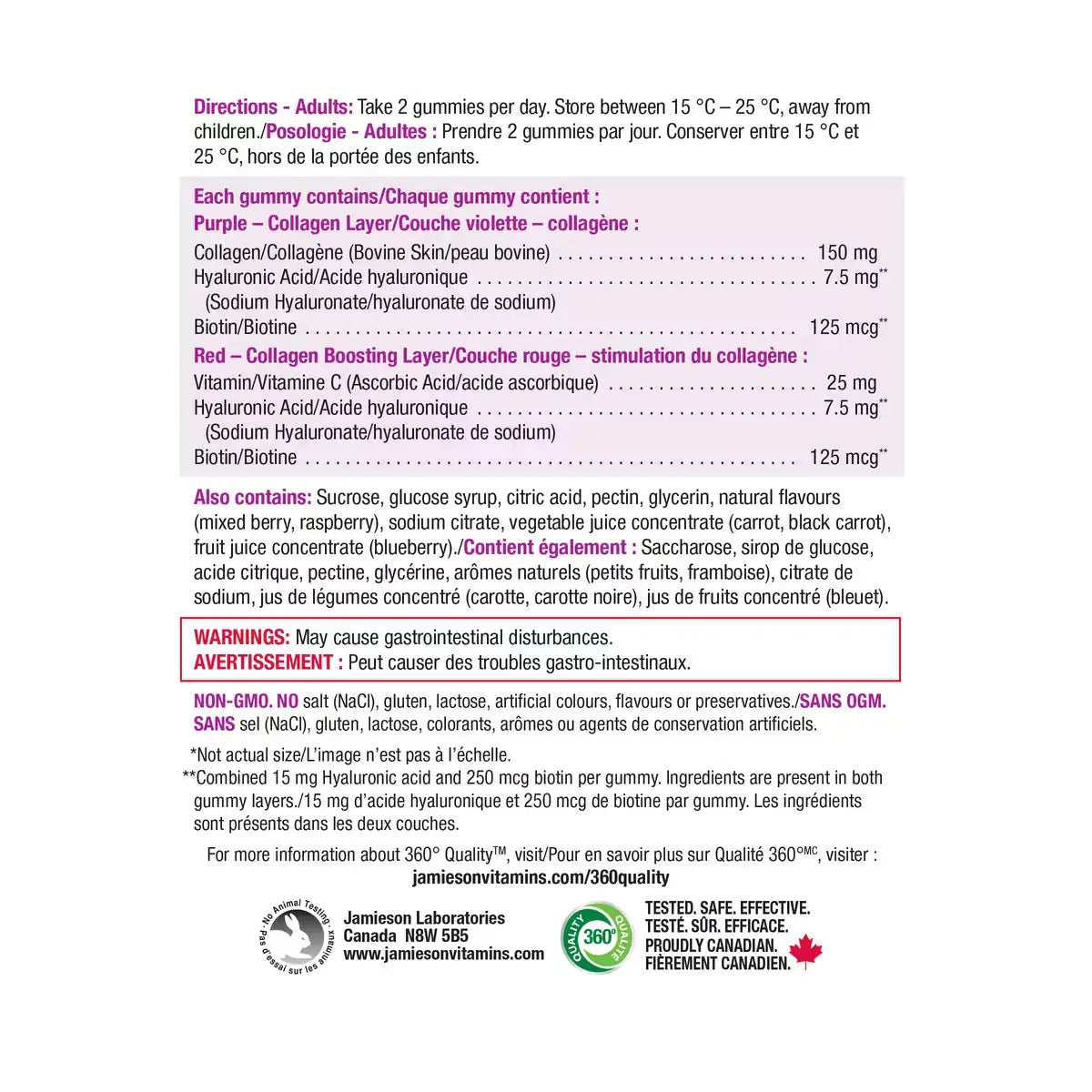 Jamieson Collagen + Biotin with Hyaluronic Acid Bilayer Gummies product detail