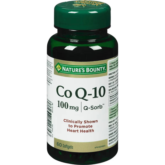 Natures Bounty Nature's Bounty Co Q10 100Mg Pills Supplement Promotes Heart Health 60 Softgels front package