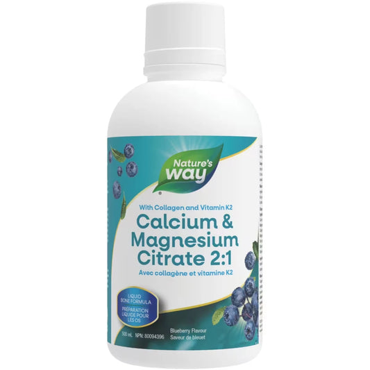 Nature's Way Calcium & Magnesium Citrate 2:1 with Vitamin K2 & Collagen, Blueberry product image