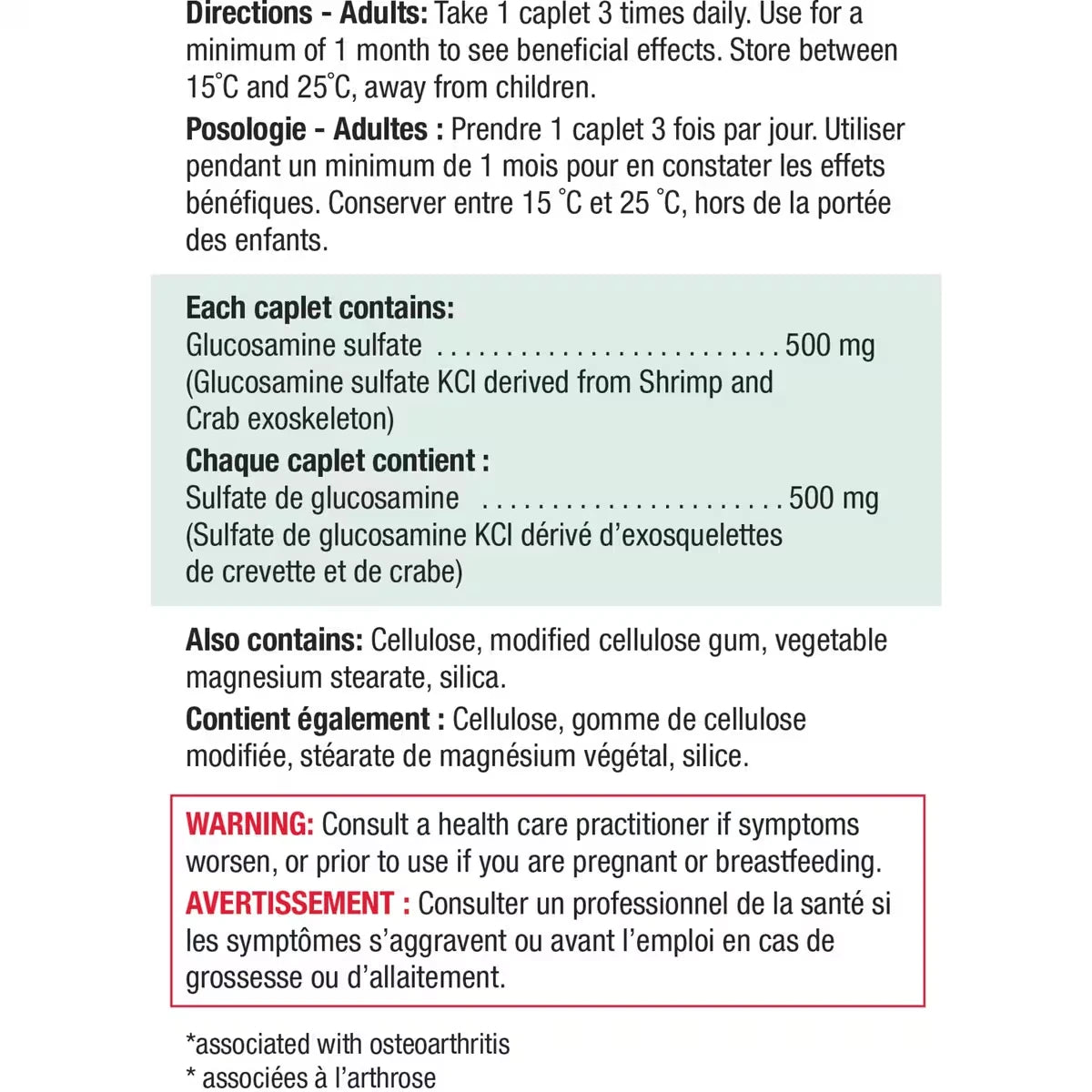 Jamieson Glucosamine Sulfate Caplets 500 mg product detail