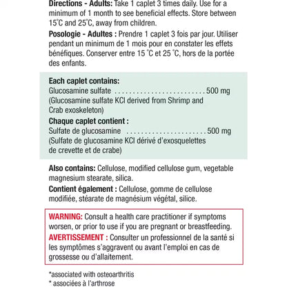 Jamieson Glucosamine Sulfate Caplets 500 mg product detail