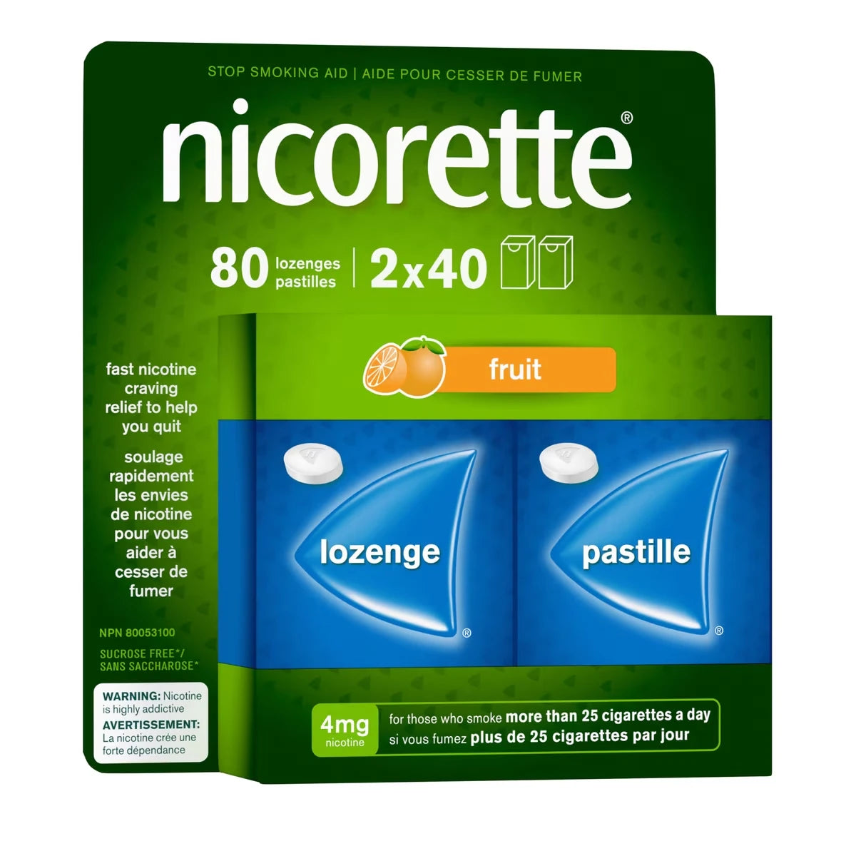 Nicorette Nicotine Lozenges, 4 mg, Fresh Fruit product detail