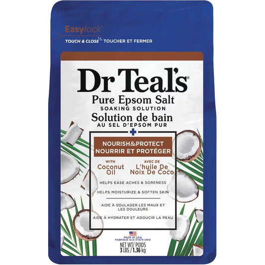 Dr Teal's Pure Epsom Salt Soak, Nourish & Protect with Coconut Oil front package