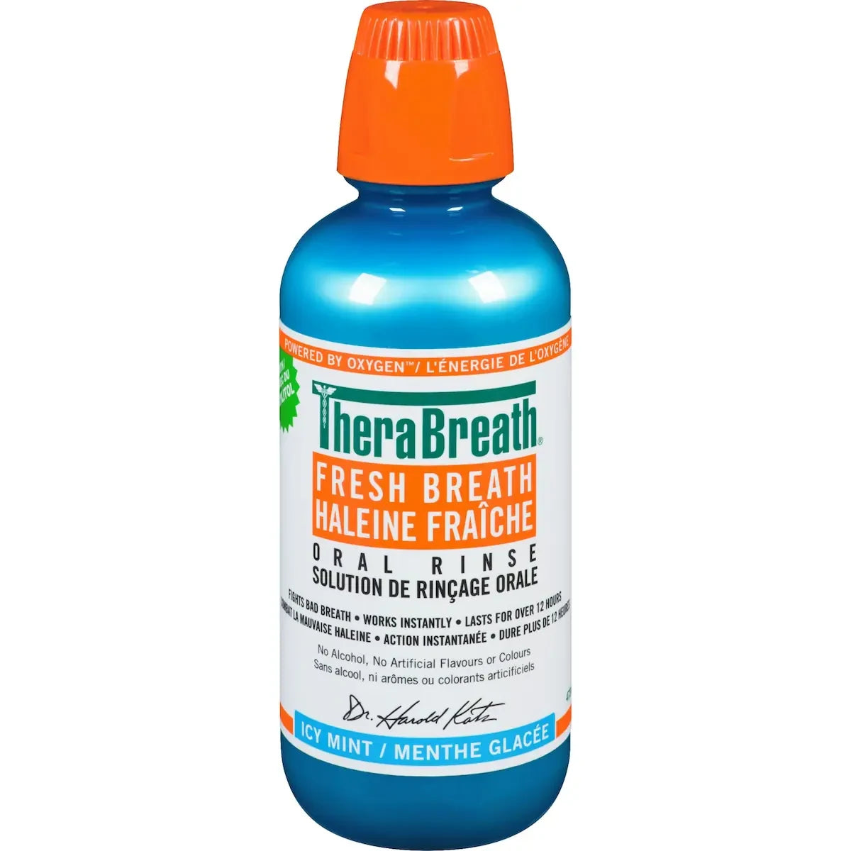 TheraBreath Fresh Breath Oral Rinse Icy Mint front package