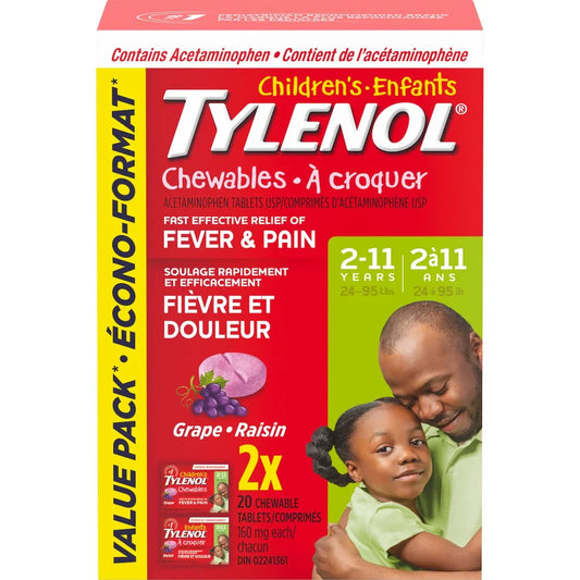 Tylenol Childrens Medicine, Fever Pain, Chewables, Grape product image
