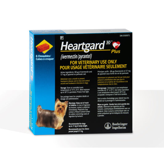 Heartgard 30 Plus for Dogs, < 11 kg (Blue), 6 Chews