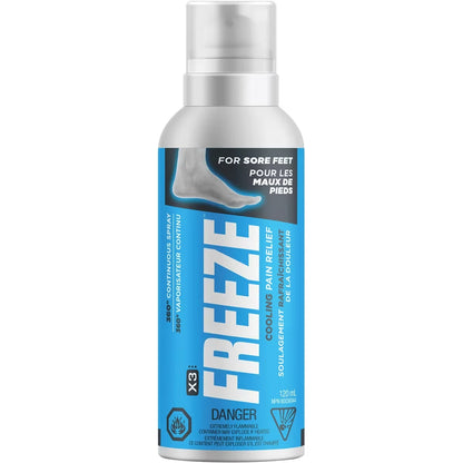 X3 Cooling Pain Relief Continuous Spray for Sore Feet front package