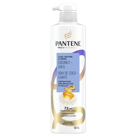 Pantene Pro-V Miracles Curl Define & Shine Coconut + Shea Sulfate-Free Shampoo front package