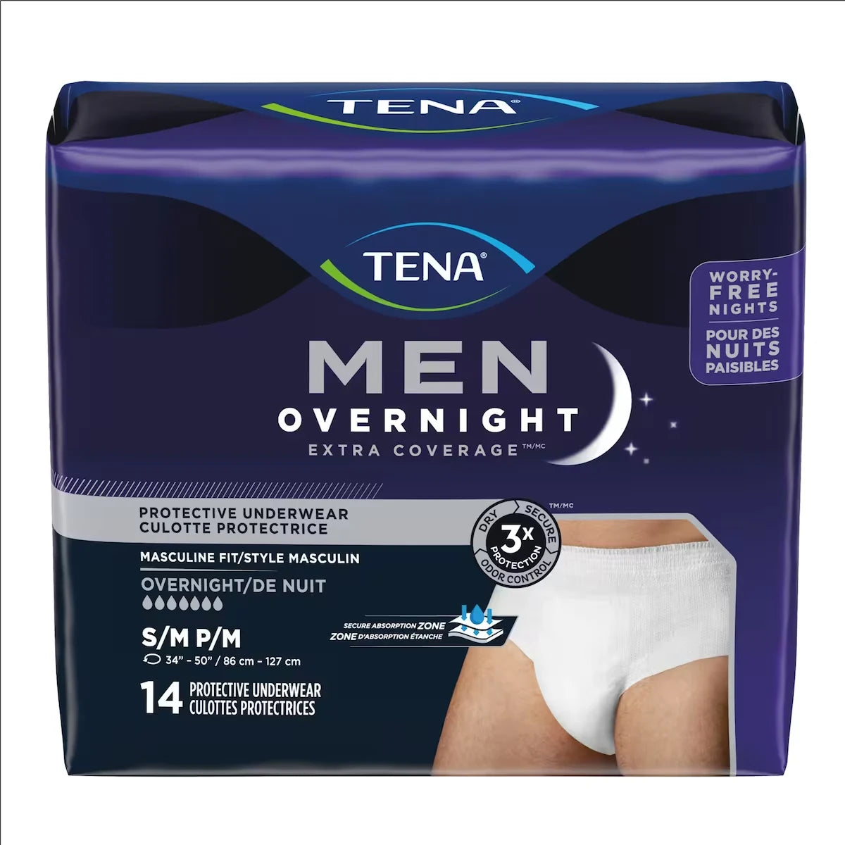Tena Men Overnight Extra Coverage Incontinence Underwear, Small/Medium product image