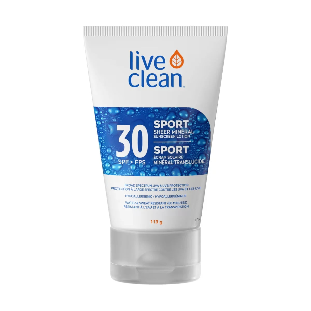 Live Clean Sport Sheer Mineral Sunscreen Lotion SPF30 front package