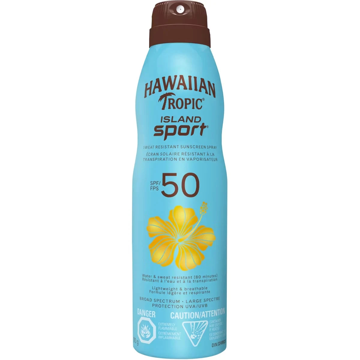 Hawaiian Tropic ISLAND SPORT® Sweat Resistant Sunscreen Spray, SPF 50 front package