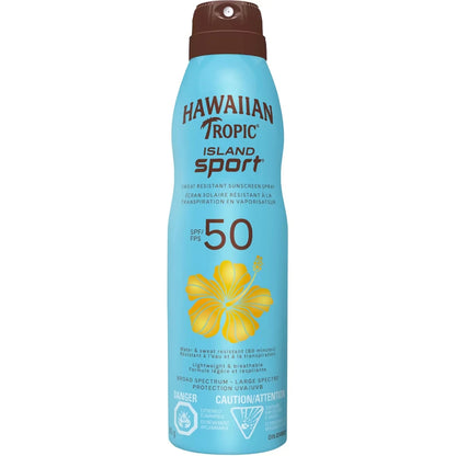 Hawaiian Tropic ISLAND SPORT® Sweat Resistant Sunscreen Spray, SPF 50 front package
