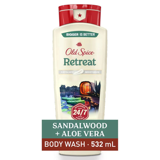 Old Spice Men's Body Wash for Men, Retreat Scent, 24/7 Shower Fresh, Exfoliation + Moisturization front package