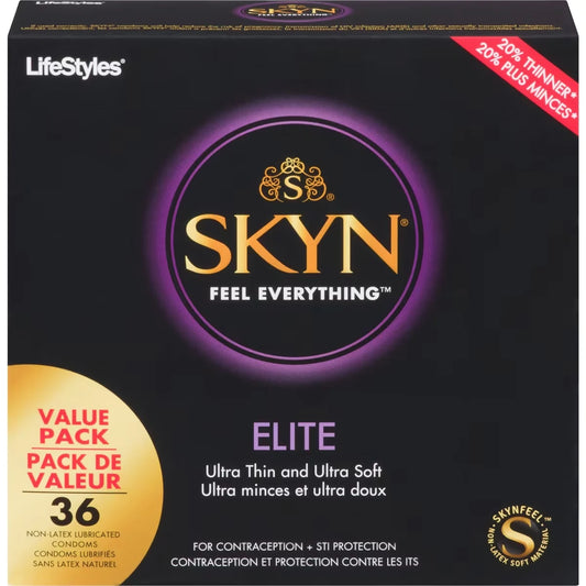 Skyn Elite 36 Natural Latex Free Lubricated Condoms front package