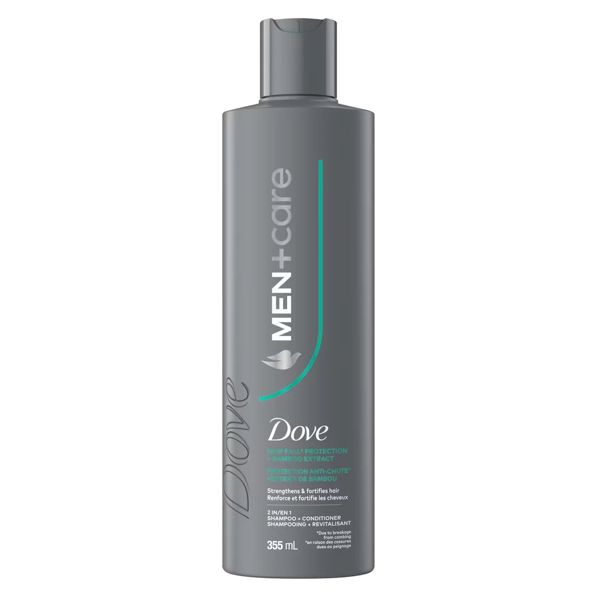 Dove Men+Care Hair Fall Protection 2-in-1 Shampoo + Conditioner to Strengthen & Fortify Hair with Bamboo Extract front package