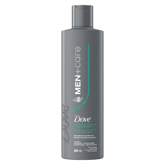 Dove Men+Care Hair Fall Protection 2-in-1 Shampoo + Conditioner to Strengthen & Fortify Hair with Bamboo Extract front package
