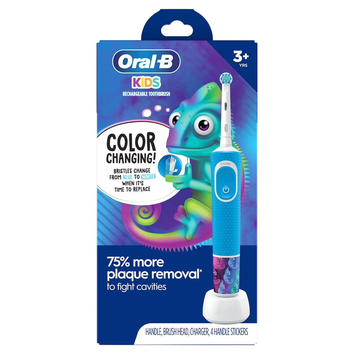 Oral B Kid's Electric Rechargeable Toothbrush with Charger for Ages 3+, Extra Soft Bristles front package