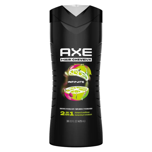 Axe Hair Infinite 2-in-1 Shampoo + Conditioner for irresistibly touchable hair Clean & Fresh all-in-one shampoo & front package