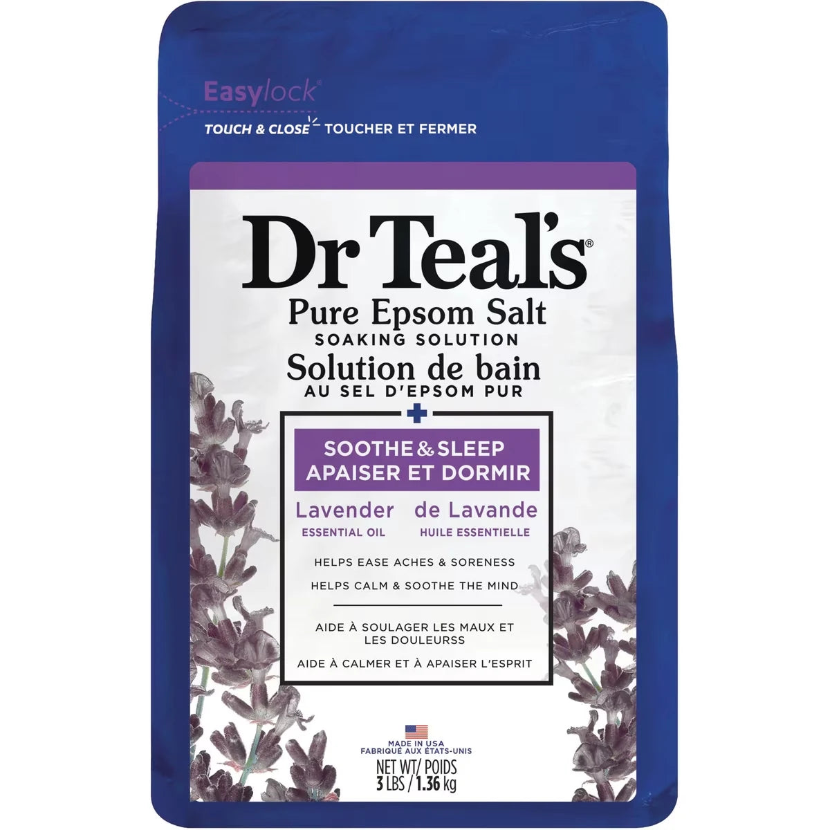 Dr Teal's Salt Soak with Pure Epsom Salt, Soothe & Sleep with Lavender front package