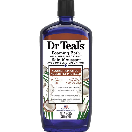 Dr Teal's Foaming Bath with Pure Epsom Salt, Nourish & Protect with Coconut Oil front package