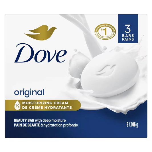 Dove Beauty Bar for healthy-looking skin White 106 g 3 count front package