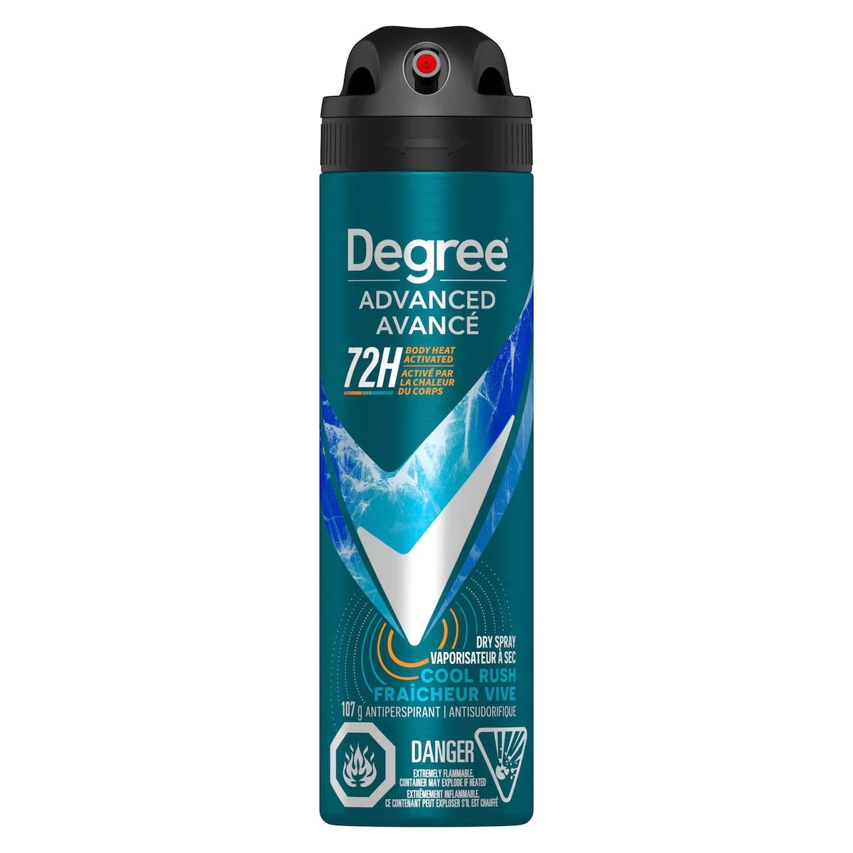 Degree Men Dry Spray Antiperspirant Cool Rush antibacterial odour protection 107 GR front package