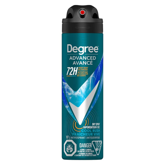Degree Men Dry Spray Antiperspirant Cool Rush antibacterial odour protection 107 GR front package