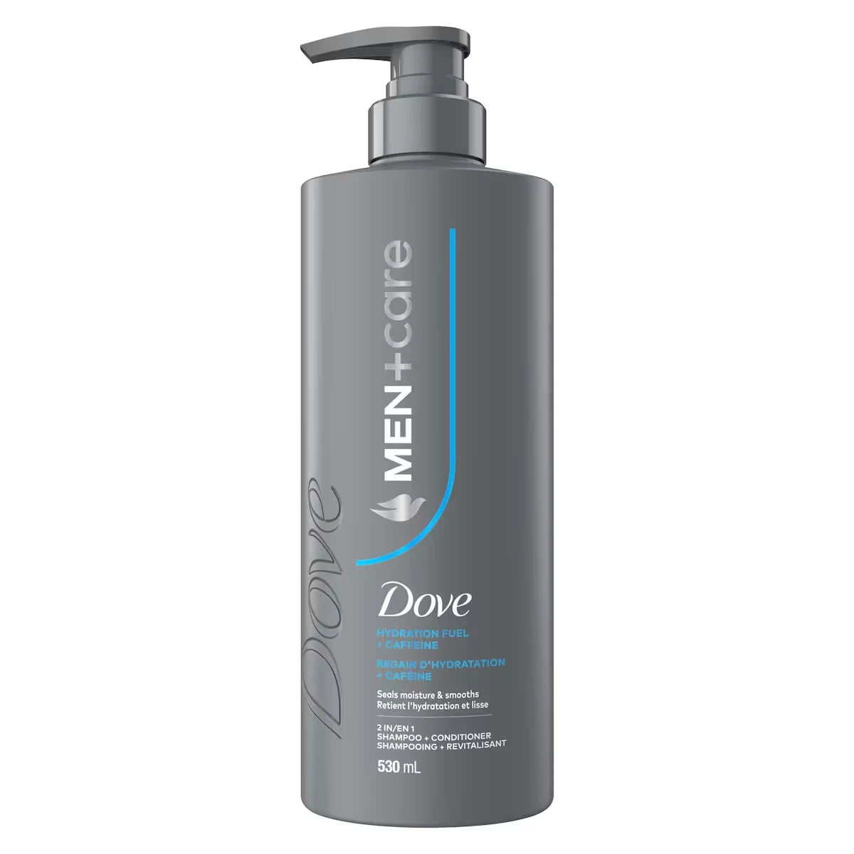 Dove Men+Care Hydration Fuel 2-in-1 Shampoo + Conditioner to Seal Moisture & Smooth Hair, with Caffeine front package