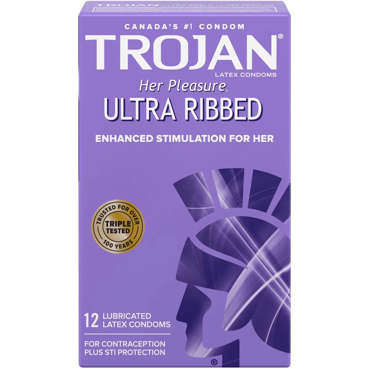 Trojan Her Pleasure Ultra Ribbed Lubricated Condoms front package